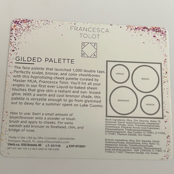 Ofra Francesca Tolot Gilded Palette Bronzer Blush Highlight Like New - Picture 7 of 7